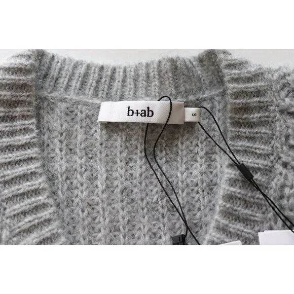 b+ab Women's Size Small Gray Layered Knit Jumper V-Neck Pullover Sweater $395 - Picture 7 of 11